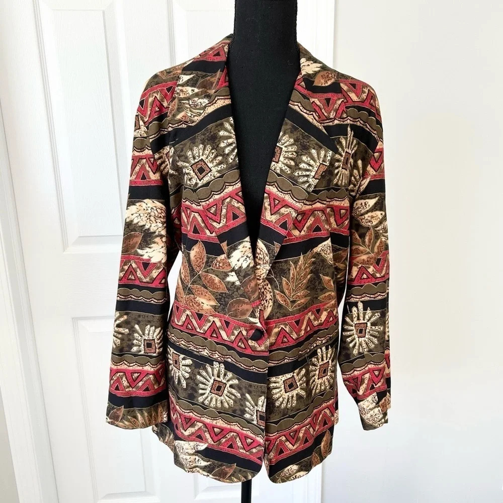 Vintage Hot Stuff  Floral Pattern Western Style Lightweight Blazer Made in USA